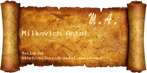 Milkovich Antal névjegykártya